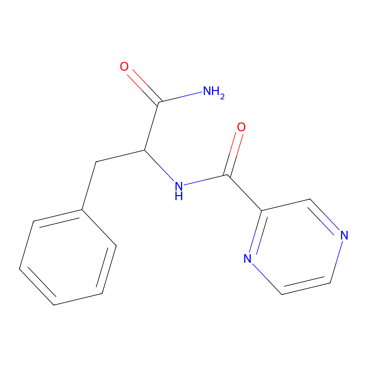 (S)-N-(1-Amino-1-oxo-3-phenylpropan-2-yl)pyrazine-2-carboxamide molecular structure, CAS 289472-80-6