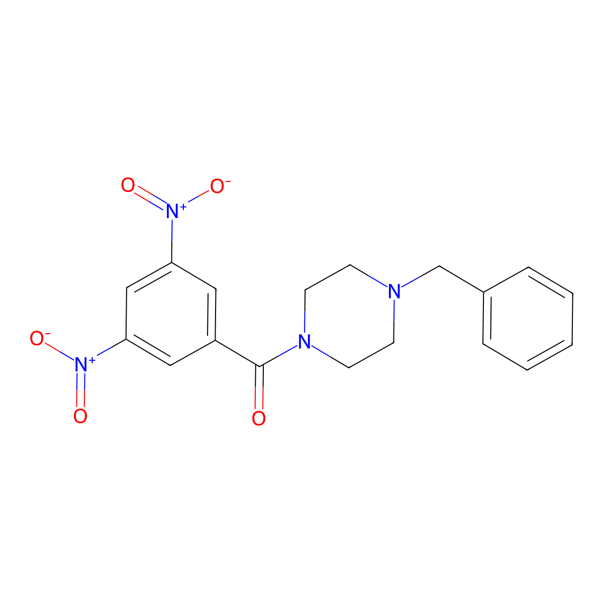 (4-Benzylpiperazin-1-yl)-(3,5-dinitrophenyl)methanone molecular structure, CAS 289476-03-5