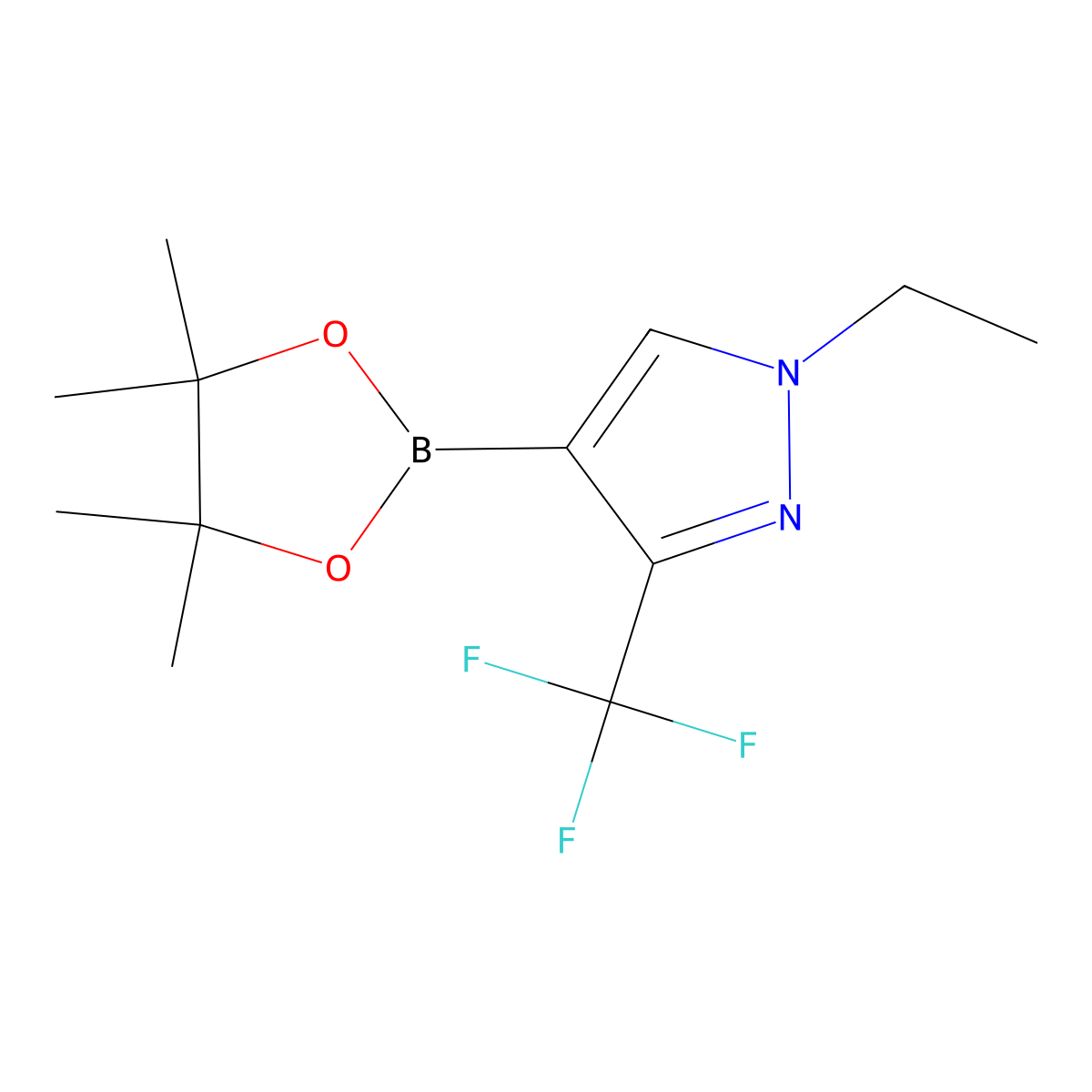 1-ethyl-4-(4,4,5,5-tetramethyl-1,3,2-dioxaborolan-2-yl)-3-(trifluoromethyl)-1H-pyrazole molecular structure, CAS 2894789-61-6