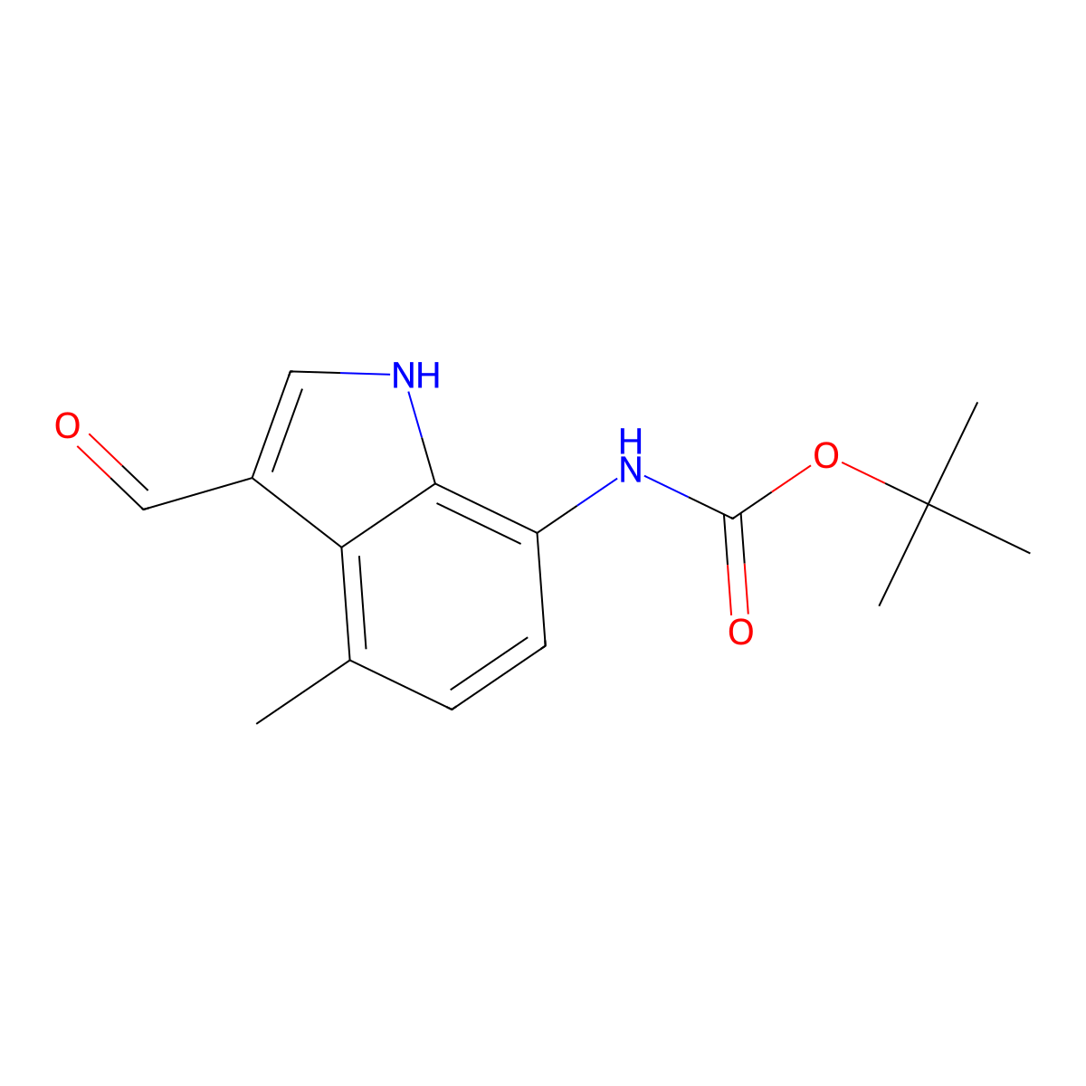 tert-butyl N-(3-formyl-4-methyl-1H-indol-7-yl)carbamate molecular structure, CAS 289483-85-8