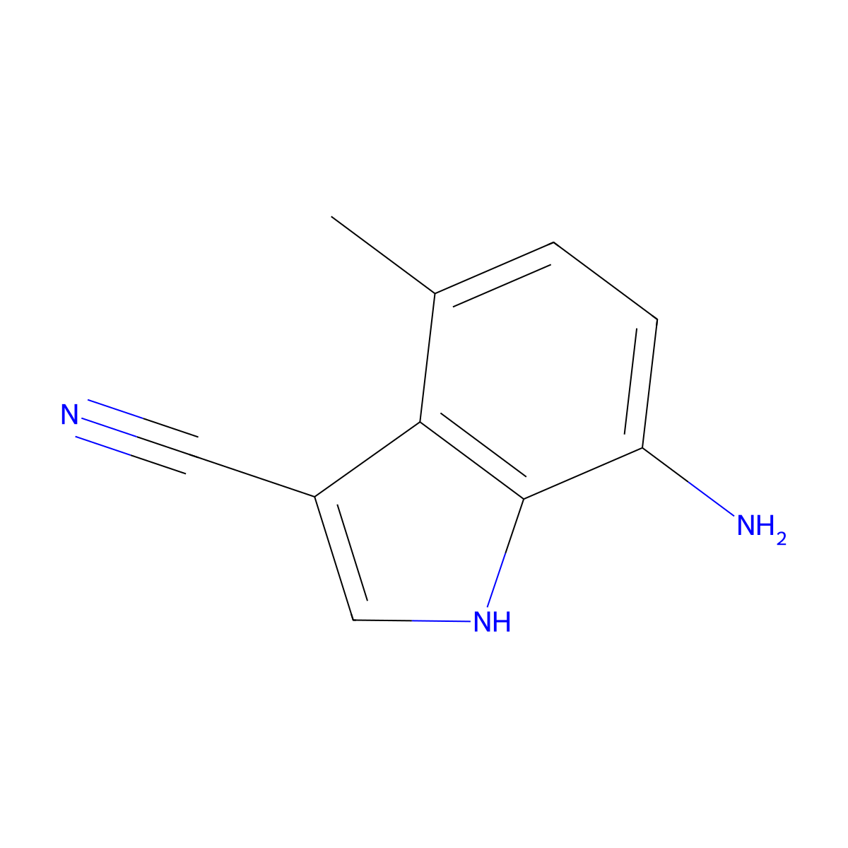 7-amino-4-methyl-1H-indole-3-carbonitrile molecular structure, CAS 289483-87-0