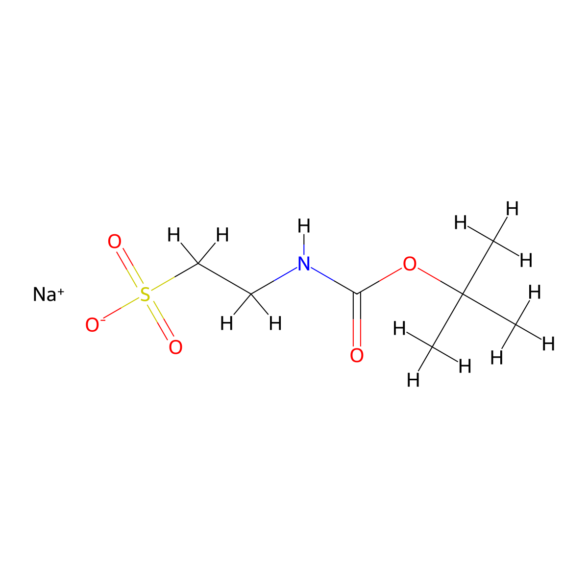 Sodium 2-((tert-butoxycarbonyl)amino)ethane-1-sulfonate molecular structure, CAS 2894830-14-7