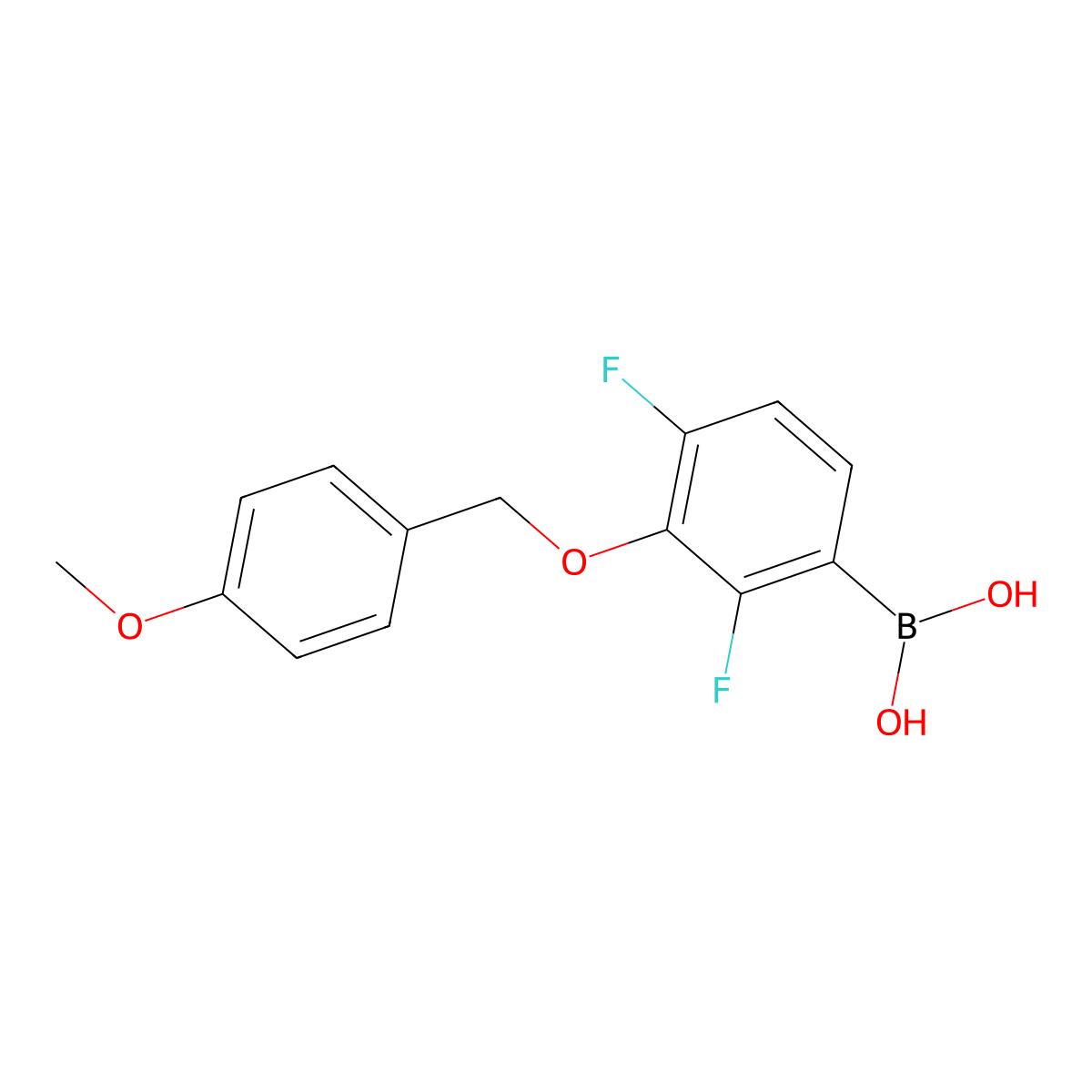 (2,4-Difluoro-3-((4-methoxybenzyl)oxy)phenyl)boronic acid molecular structure, CAS 2894848-22-5