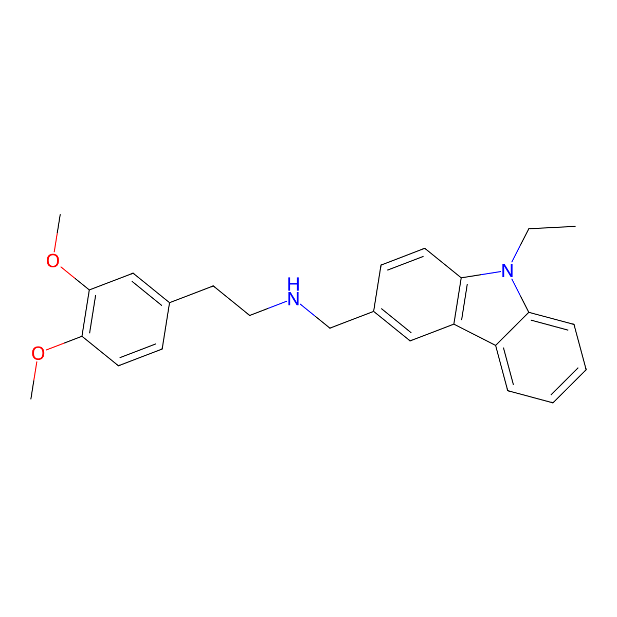 2-(3,4-dimethoxyphenyl)-N-[(9-ethylcarbazol-3-yl)methyl]ethanamine molecular structure, CAS 289488-41-1