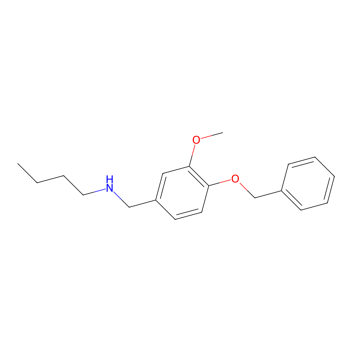 {[4-(Benzyloxy)-3-methoxyphenyl]methyl}(butyl)amine molecular structure, CAS 289488-54-6