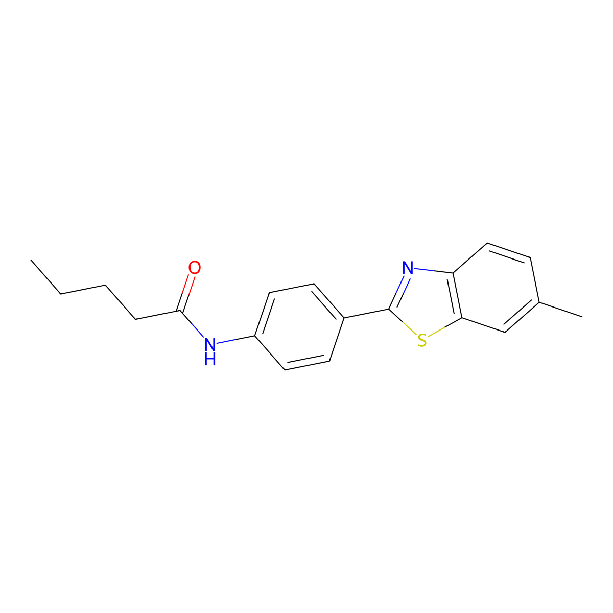 N-[4-(6-methyl-1,3-benzothiazol-2-yl)phenyl]pentanamide molecular structure, CAS 289490-98-8