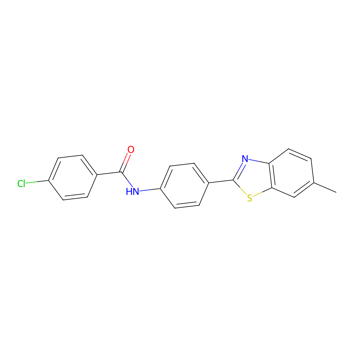 4-chloro-N-[4-(6-methyl-1,3-benzothiazol-2-yl)phenyl]benzamide molecular structure, CAS 289490-99-9