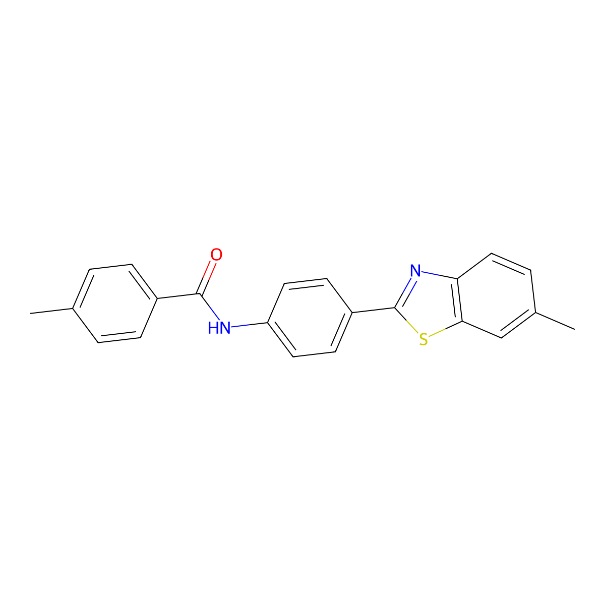 4-methyl-N-[4-(6-methyl-1,3-benzothiazol-2-yl)phenyl]benzamide molecular structure, CAS 289491-03-8