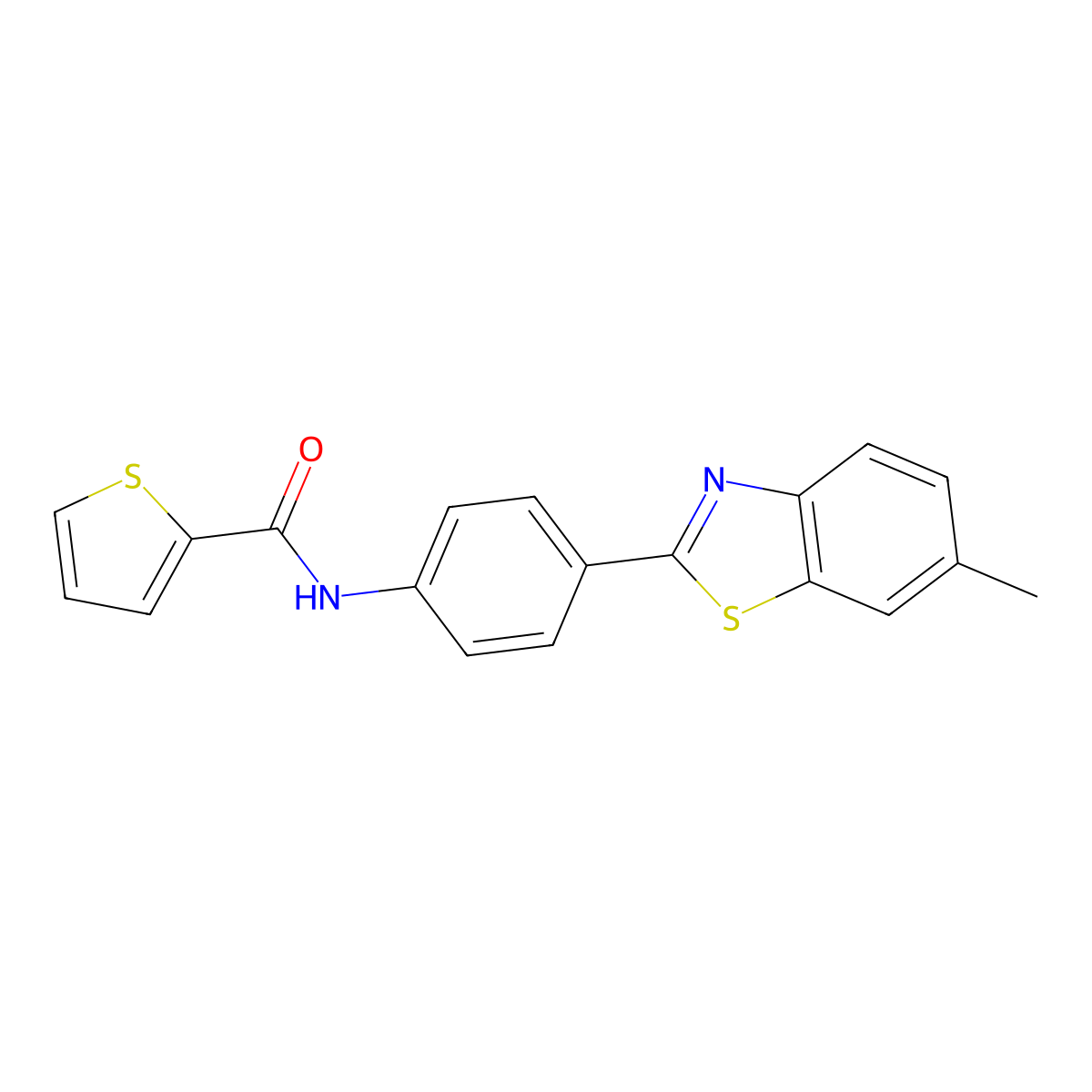 N-[4-(6-methyl-1,3-benzothiazol-2-yl)phenyl]thiophene-2-carboxamide molecular structure, CAS 289491-04-9