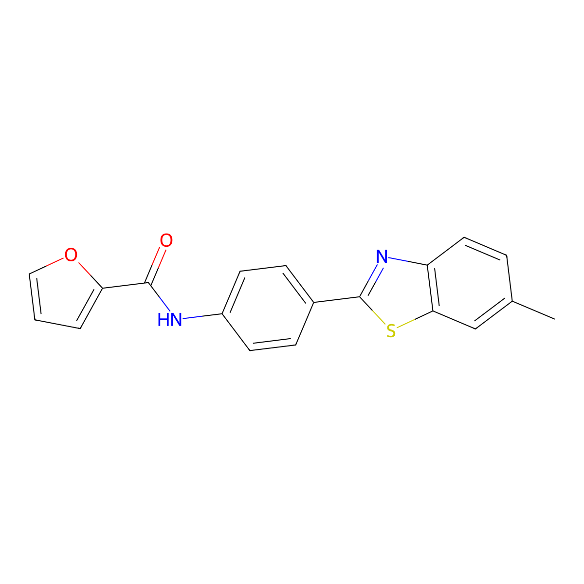 N-[4-(6-methyl-1,3-benzothiazol-2-yl)phenyl]furan-2-carboxamide molecular structure, CAS 289491-05-0