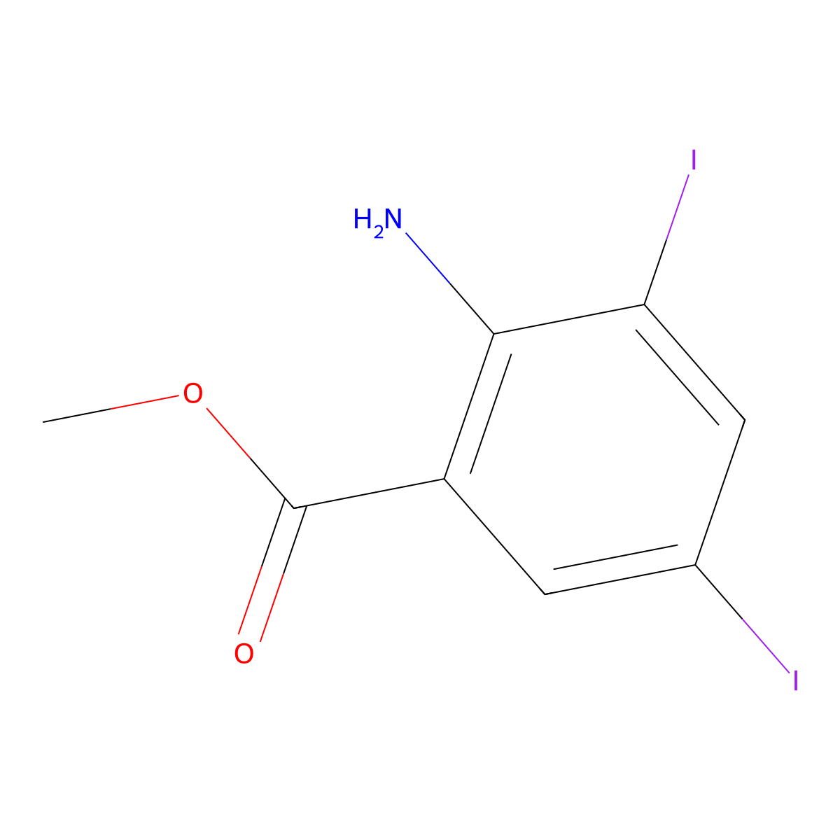 Methyl 2-amino-3,5-diiodobenzoate molecular structure, CAS 289491-96-9