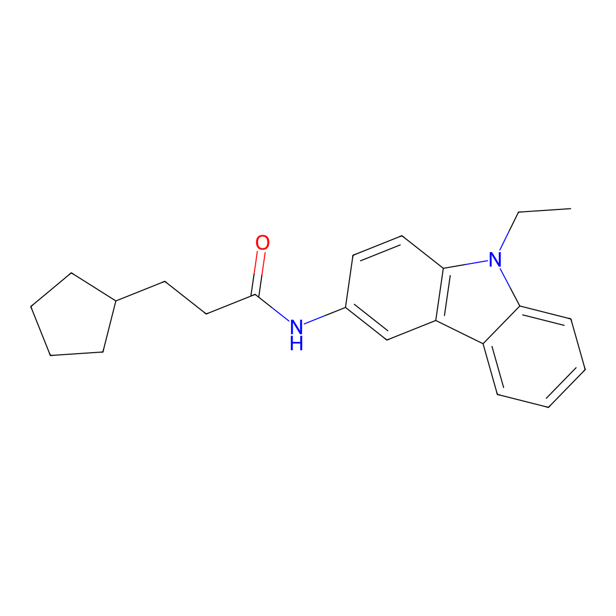 3-cyclopentyl-N-(9-ethyl-9H-carbazol-3-yl)propanamide molecular structure, CAS 289498-76-6