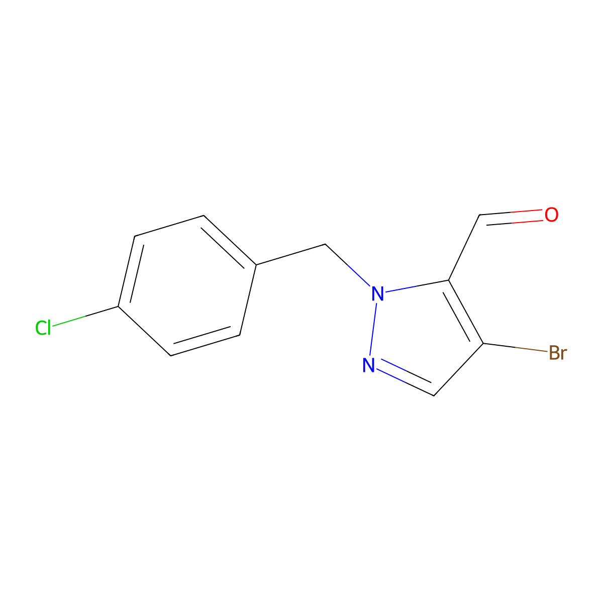 4-Bromo-1-(4-chlorobenzyl)-1H-pyrazole-5-carbaldehyde molecular structure, CAS 289504-53-6