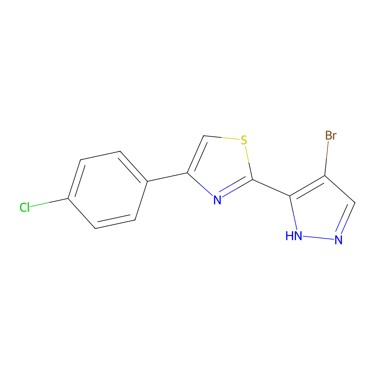 2-(4-Bromo-1H-pyrazol-3-yl)-4-(4-chlorophenyl)thiazole molecular structure, CAS 289504-63-8