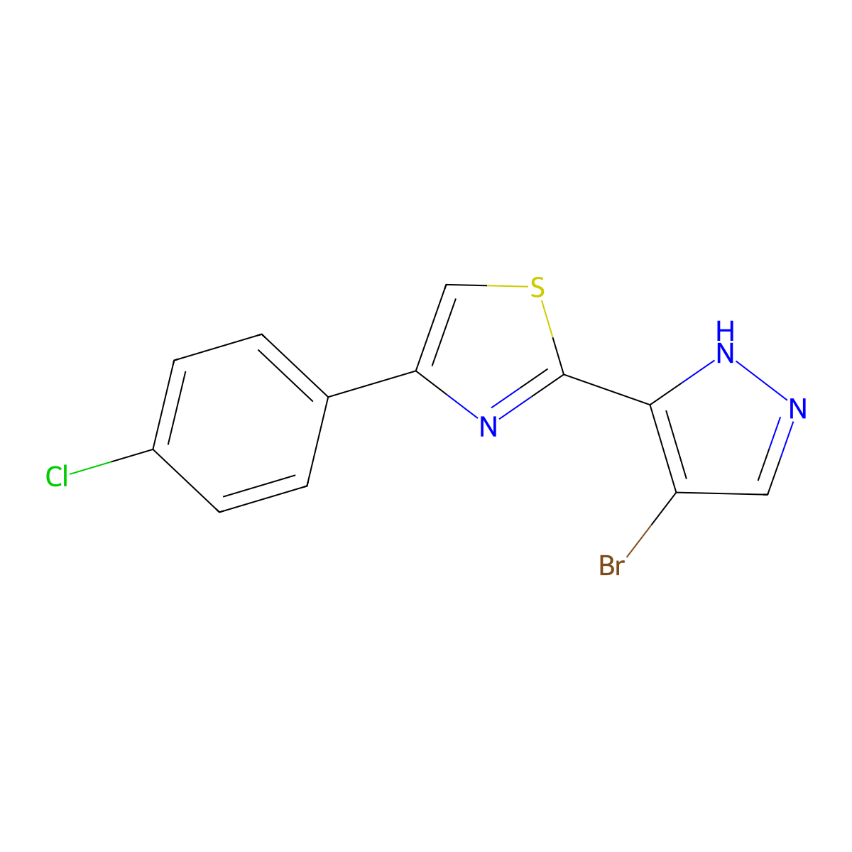 2-(4-Bromo-1H-pyrazol-3-yl)-4-(4-chlorophenyl)thiazole molecular structure, CAS 289504-63-8