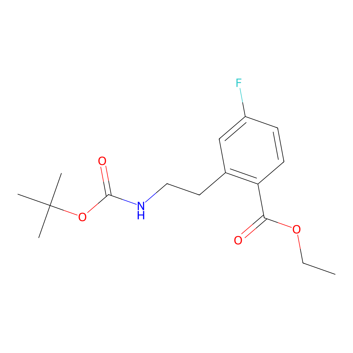 Ethyl 2-[2-(Boc-amino)ethyl]-4-fluorobenzoate molecular structure, CAS 2895438-96-5