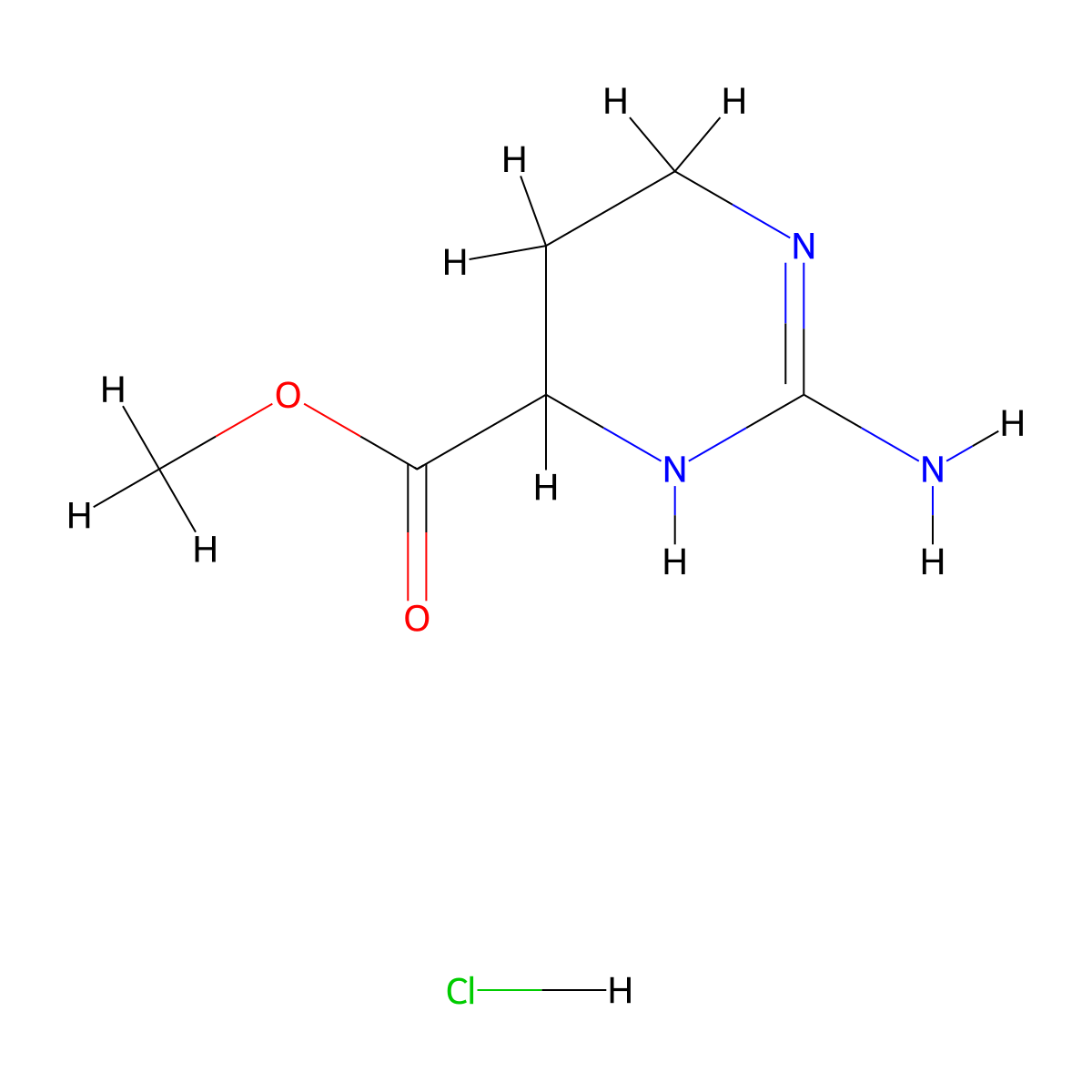 Methyl 2-imino-1,3-diazinane-4-carboxylate--hydrogen chloride (1/1) molecular structure, CAS 28958-95-4