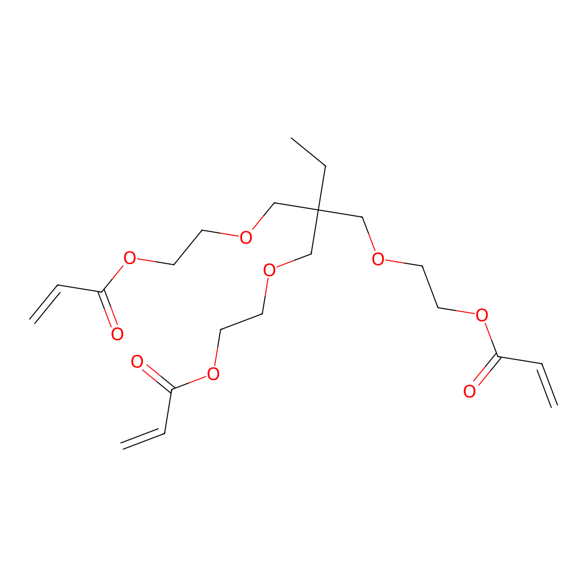 (2-Ethyl-2-((2-((1-oxoallyl)oxy)ethoxy)methyl)-1,3-propanediyl)bis(oxy-2,1-ethanediyl) diacrylate molecular structure, CAS 28961-43-5