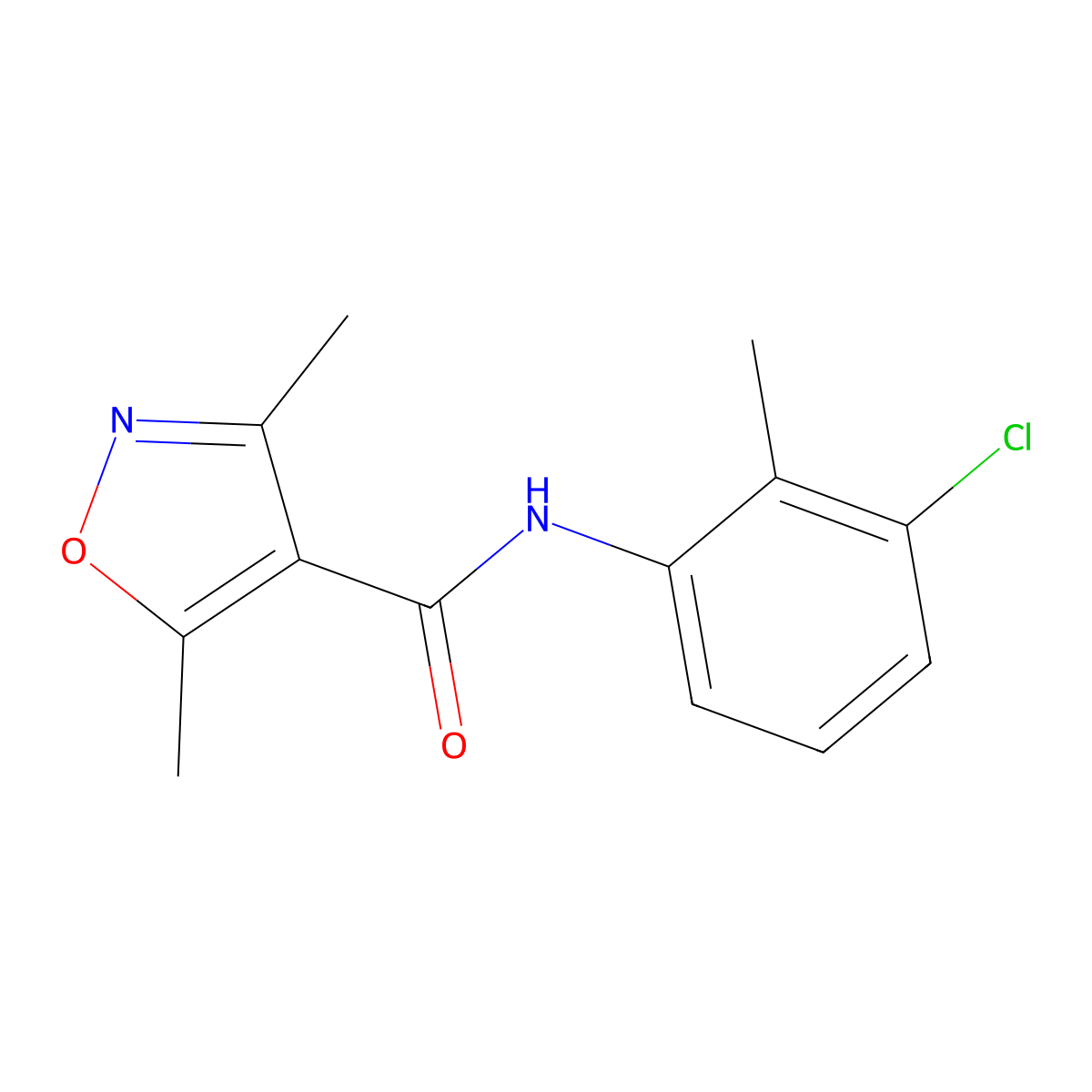 N-(3-chloro-2-methylphenyl)-3,5-dimethyl-1,2-oxazole-4-carboxamide molecular structure, CAS 289630-15-5