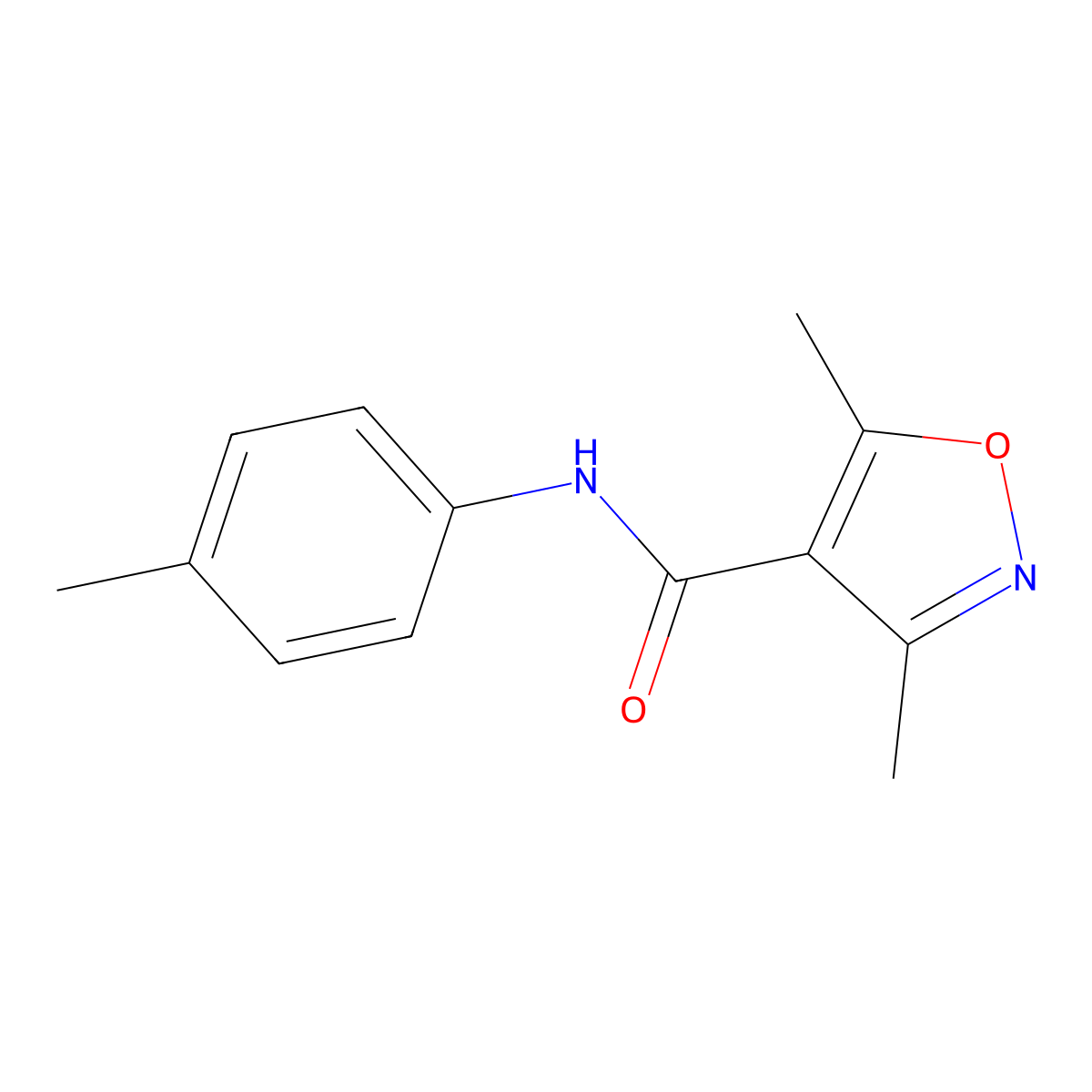 3,5-dimethyl-N-(4-methylphenyl)-4-isoxazolecarboxamide molecular structure, CAS 289630-31-5