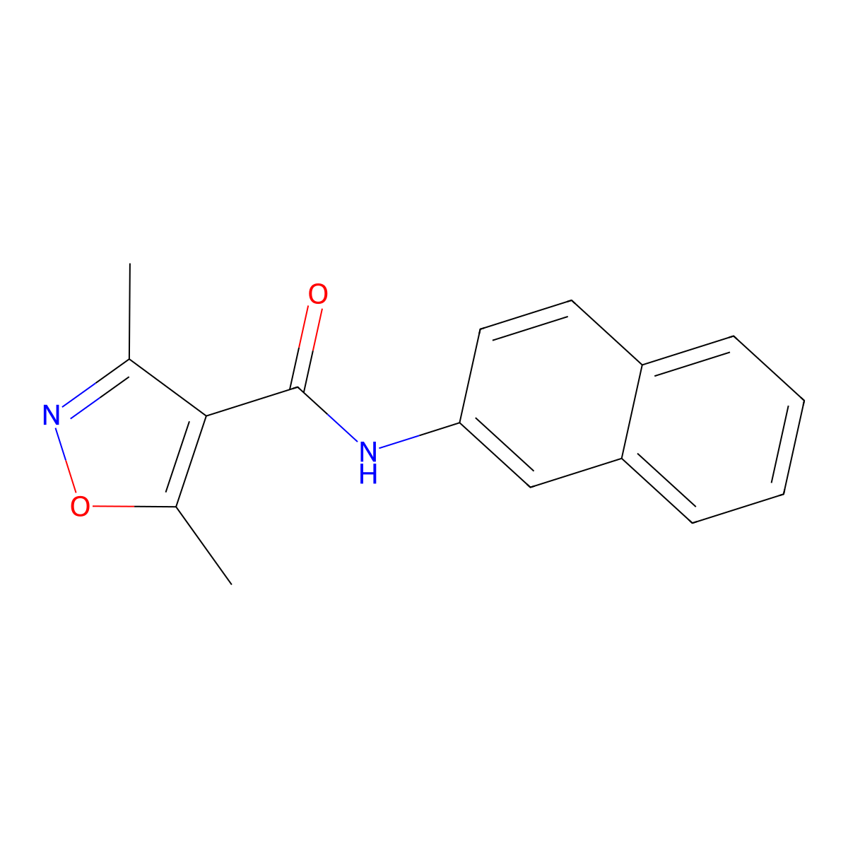 3,5-dimethyl-N-naphthalen-2-yl-1,2-oxazole-4-carboxamide molecular structure, CAS 289630-39-3