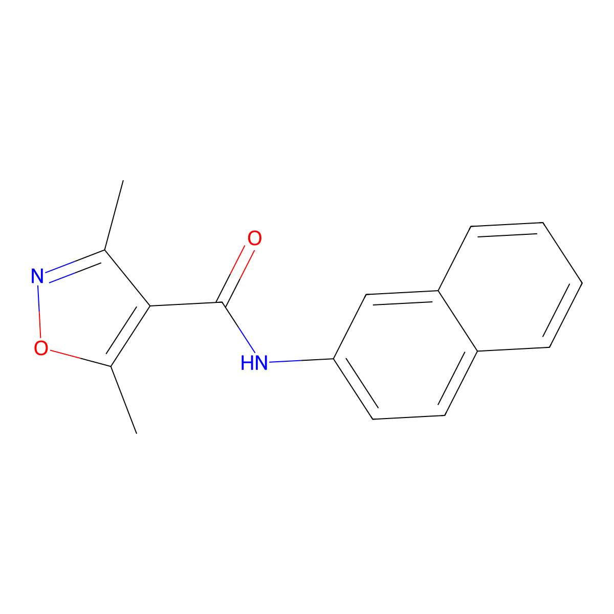 3,5-dimethyl-N-naphthalen-2-yl-1,2-oxazole-4-carboxamide molecular structure, CAS 289630-39-3