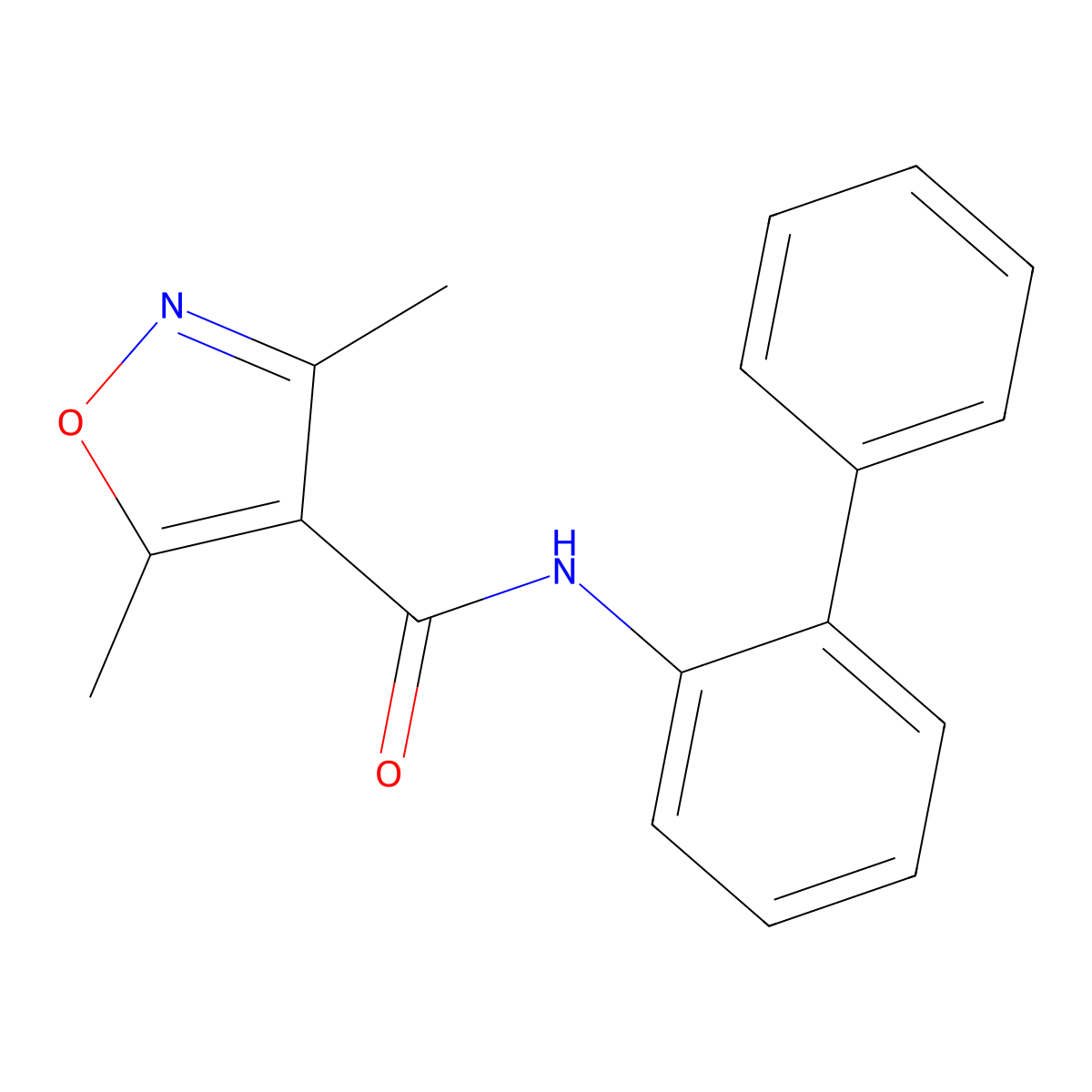 N-2-biphenylyl-3,5-dimethyl-4-isoxazolecarboxamide molecular structure, CAS 289630-43-9
