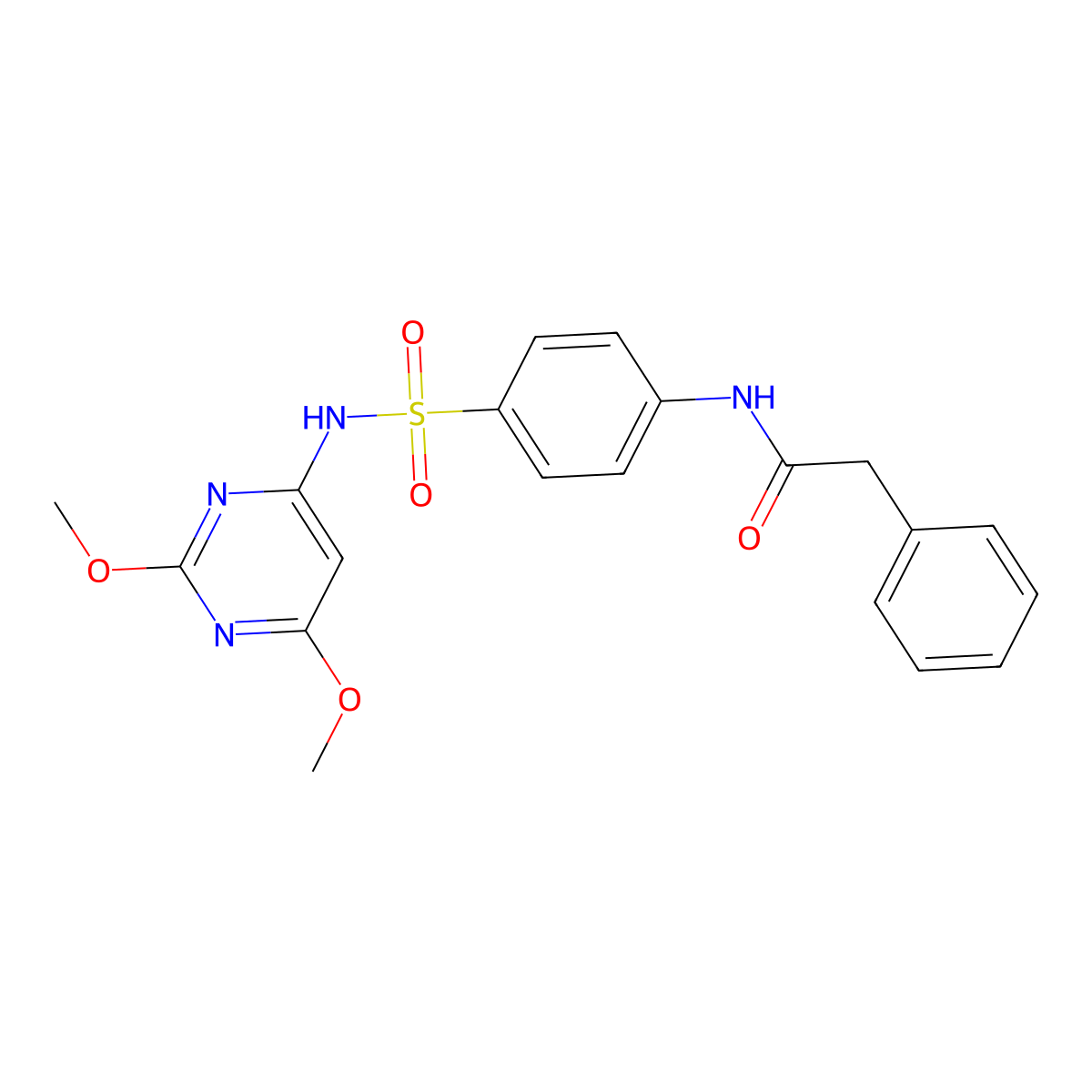 N-(4-{[(2,6-dimethoxypyrimidin-4-yl)amino]sulfonyl}phenyl)-2-phenylacetamide molecular structure, CAS 289630-88-2