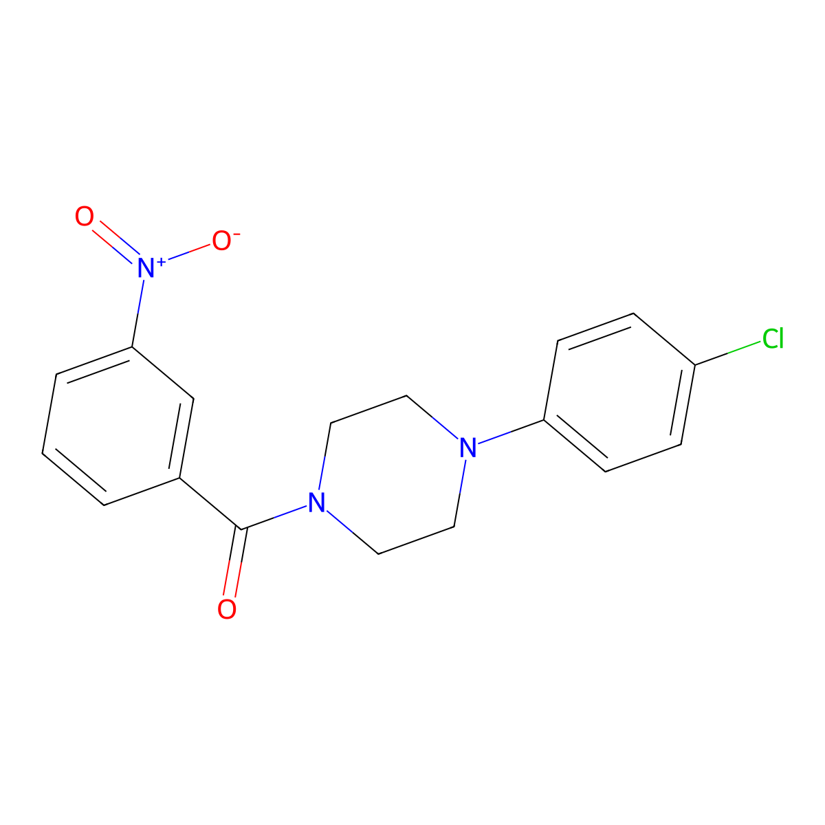 1-(4-Chlorophenyl)-4-(3-nitrobenzoyl)piperazine molecular structure, CAS 289631-80-7