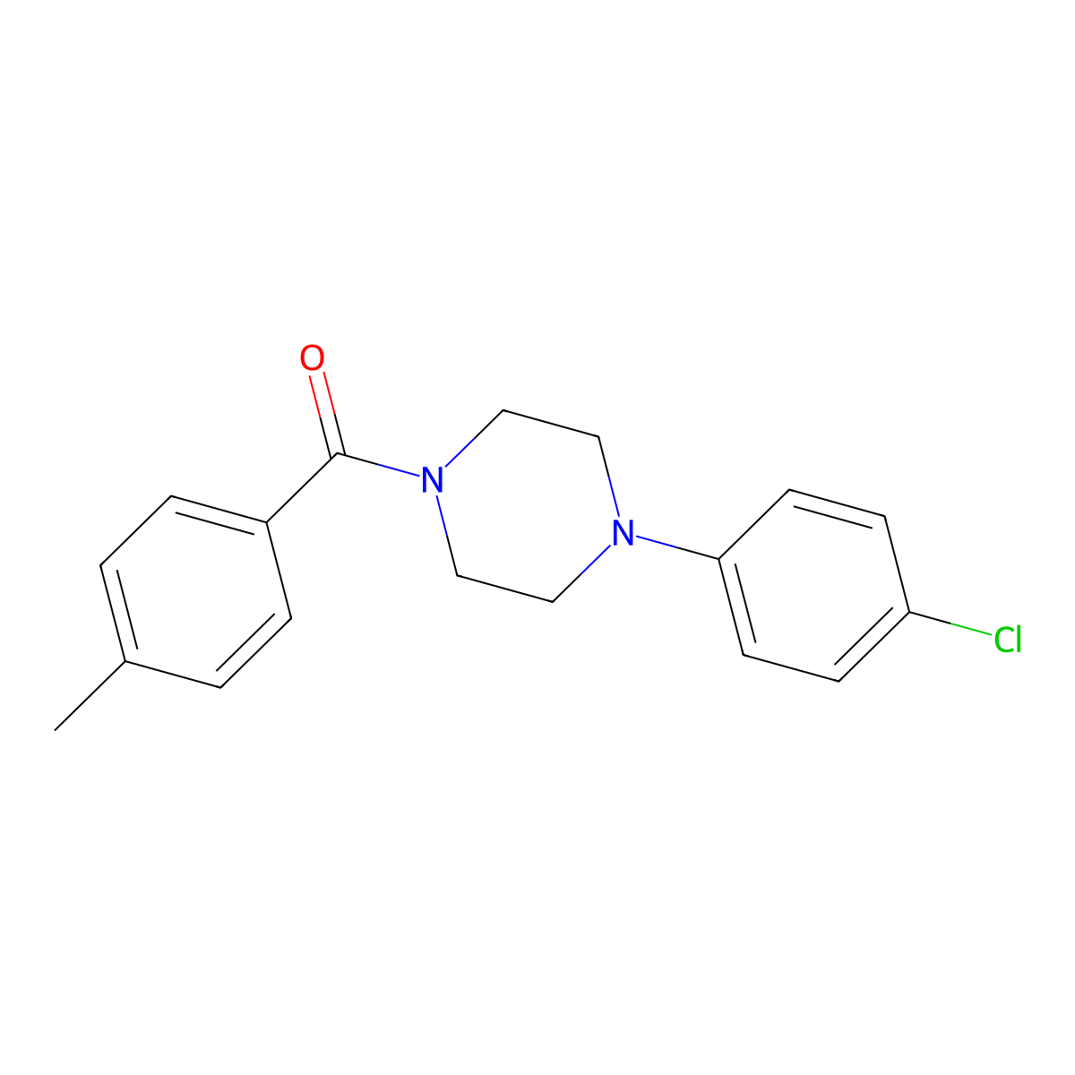 [4-(4-Chlorophenyl)piperazin-1-yl]-(4-methylphenyl)methanone molecular structure, CAS 289631-81-8