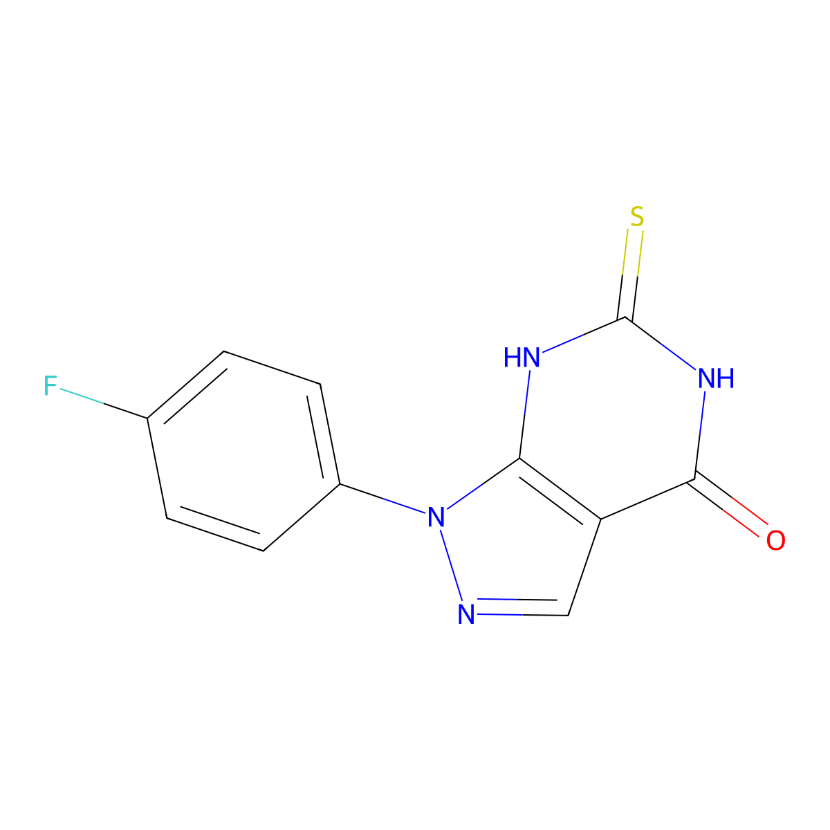 1-(4-fluorophenyl)-6-mercapto-1,5-dihydro-4H-pyrazolo[3,4-d]pyrimidin-4-one molecular structure, CAS 289651-64-5