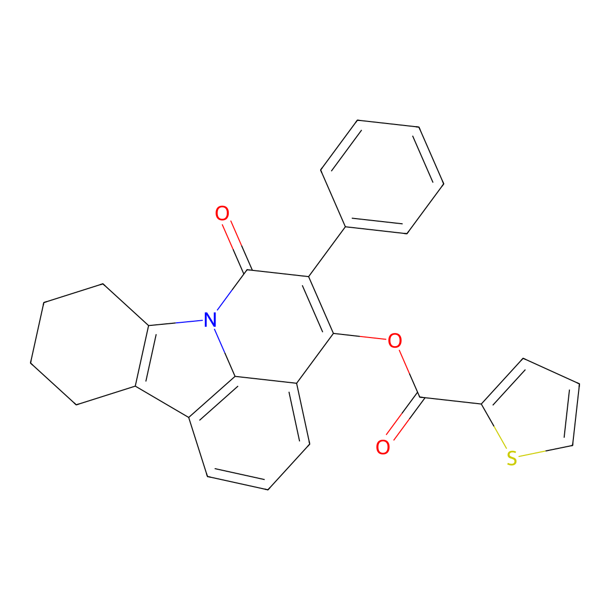 8,9,10,11-Tetrahydro-6-oxo-5-phenyl-6H-pyrido(3,2,1-jk)carbazol-4-yl 2-thiophenecarboxylate molecular structure, CAS 289651-73-6