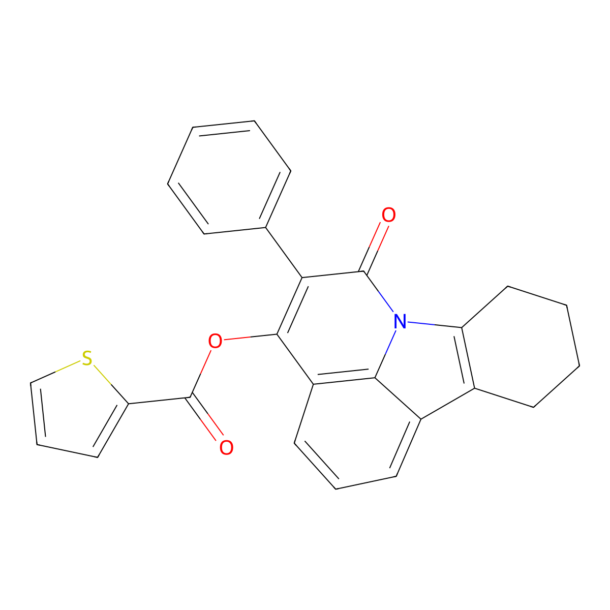 8,9,10,11-Tetrahydro-6-oxo-5-phenyl-6H-pyrido(3,2,1-jk)carbazol-4-yl 2-thiophenecarboxylate molecular structure, CAS 289651-73-6