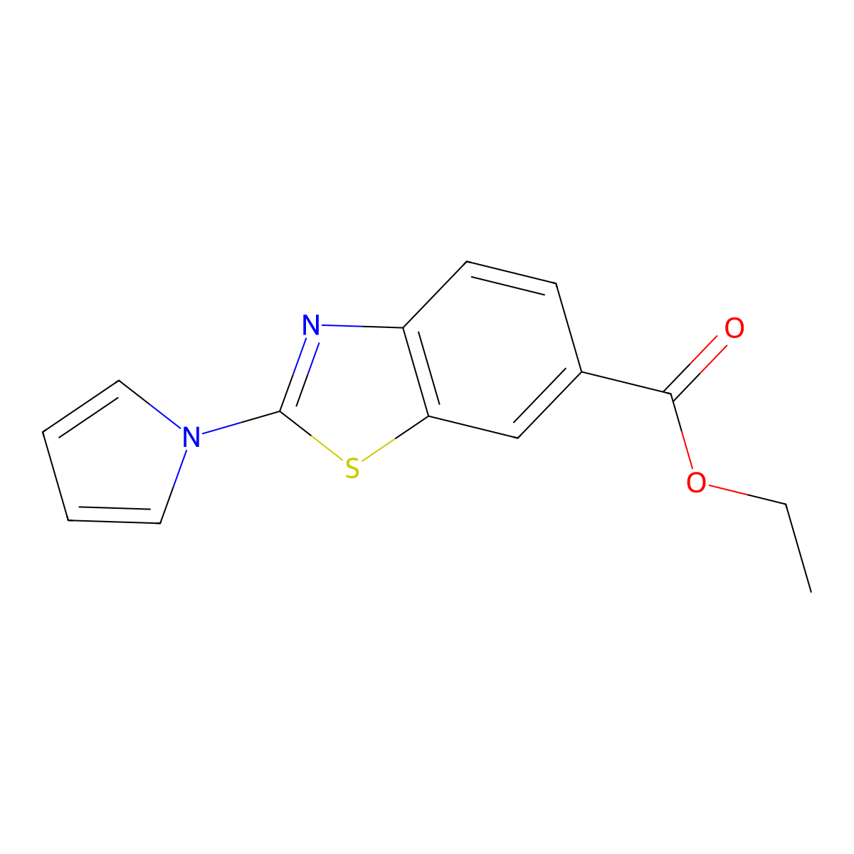 Ethyl 2-(1H-pyrrol-1-yl)-1,3-benzothiazole-6-carboxylate molecular structure, CAS 289651-81-6