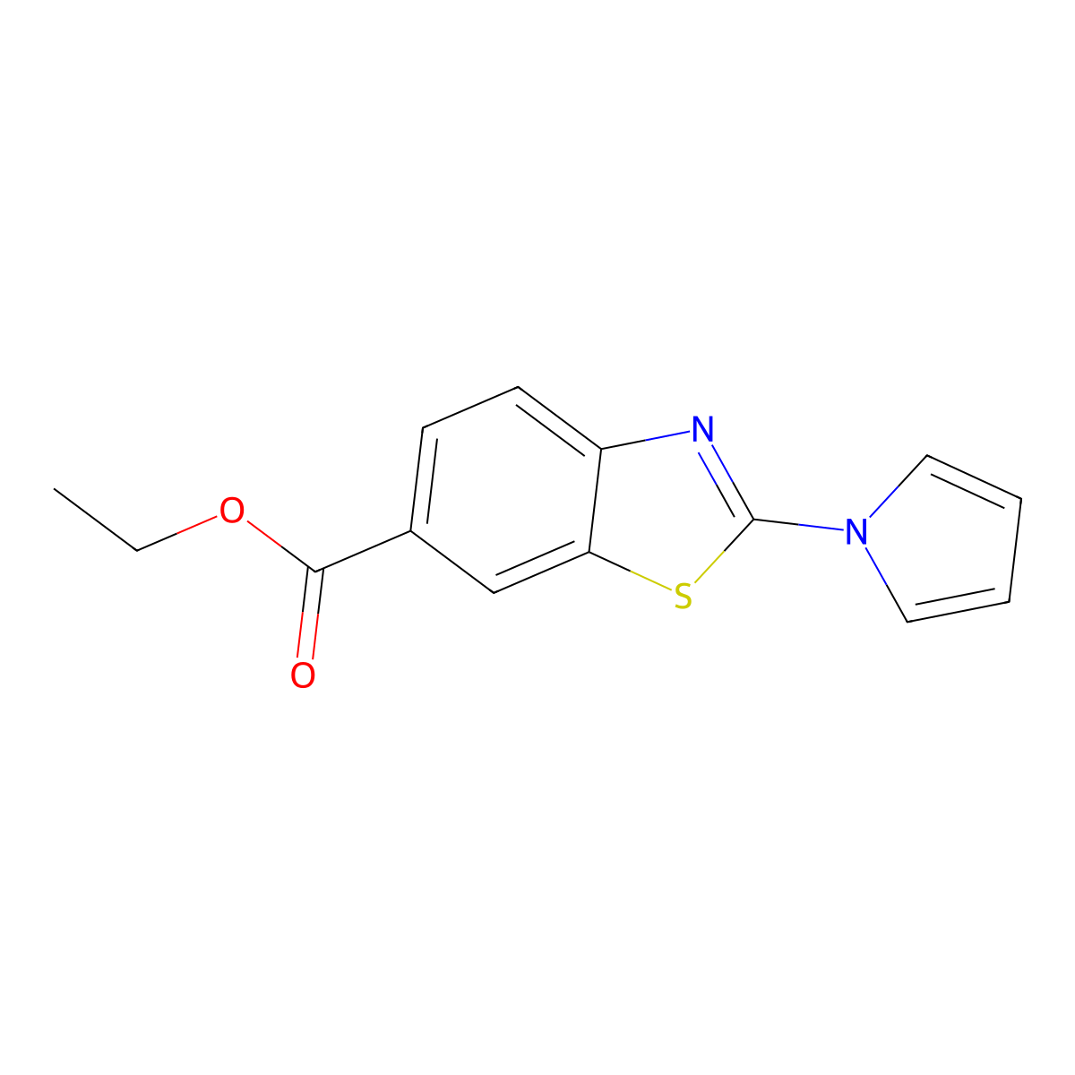 Ethyl 2-(1H-pyrrol-1-yl)-1,3-benzothiazole-6-carboxylate molecular structure, CAS 289651-81-6