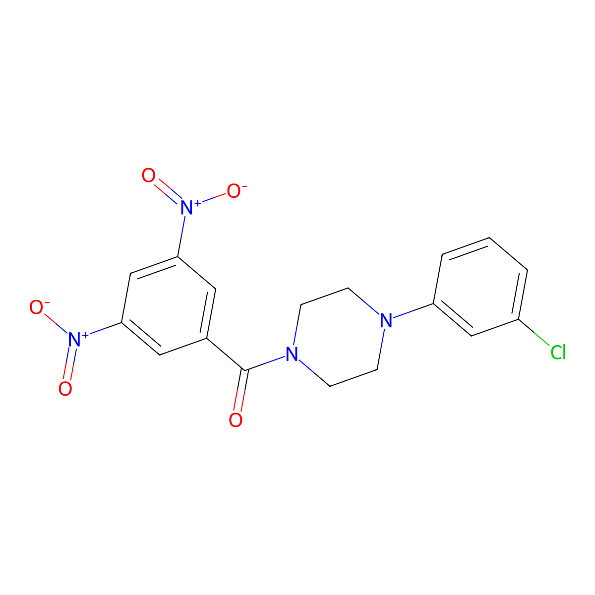 (4-(3-Chlorophenyl)piperazin-1-yl)(3,5-dinitrophenyl)methanone molecular structure, CAS 289655-07-8