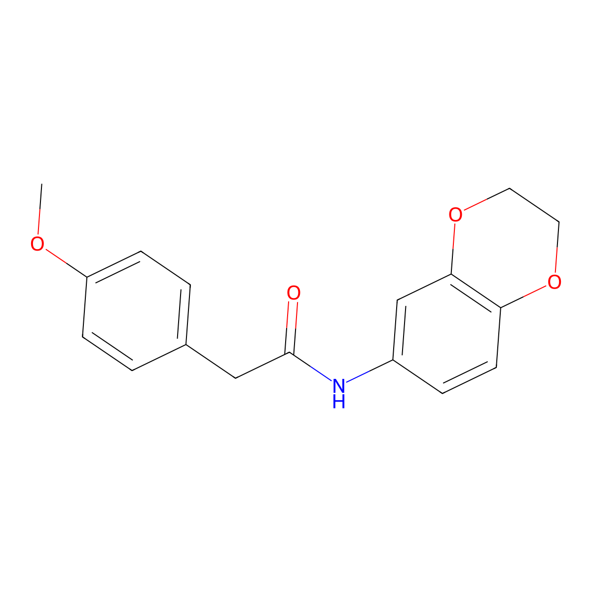 N-(2,3-dihydro-1,4-benzodioxin-6-yl)-2-(4-methoxyphenyl)acetamide molecular structure, CAS 289655-65-8