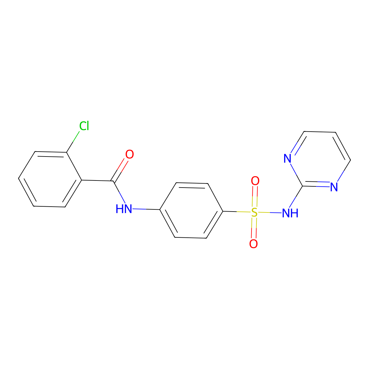 2-Chloro-N-[4-(pyrimidin-2-ylsulfamoyl)-phenyl]-benzamide molecular structure, CAS 289656-81-1