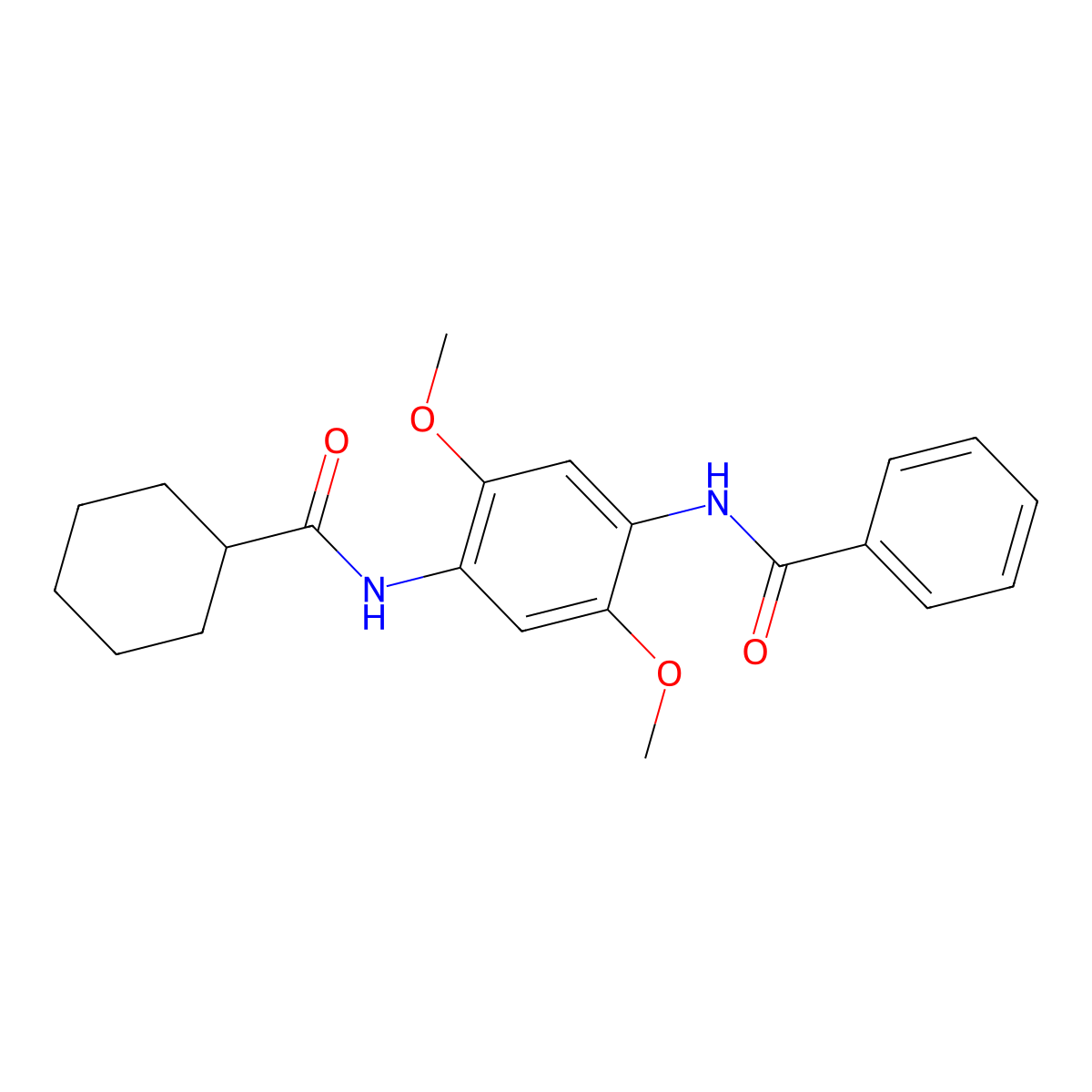 N-[4-(Cyclohexanecarbonyl-amino)-2,5-dimethoxy-phenyl]-benzamide molecular structure, CAS 289661-32-1