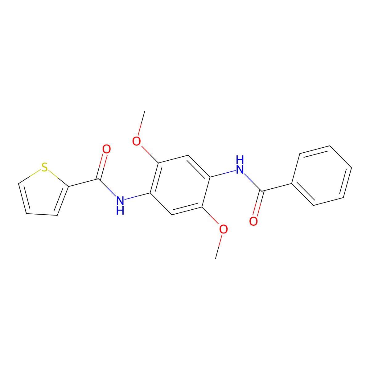 N-(4-benzamido-2,5-dimethoxyphenyl)thiophene-2-carboxamide molecular structure, CAS 289661-33-2