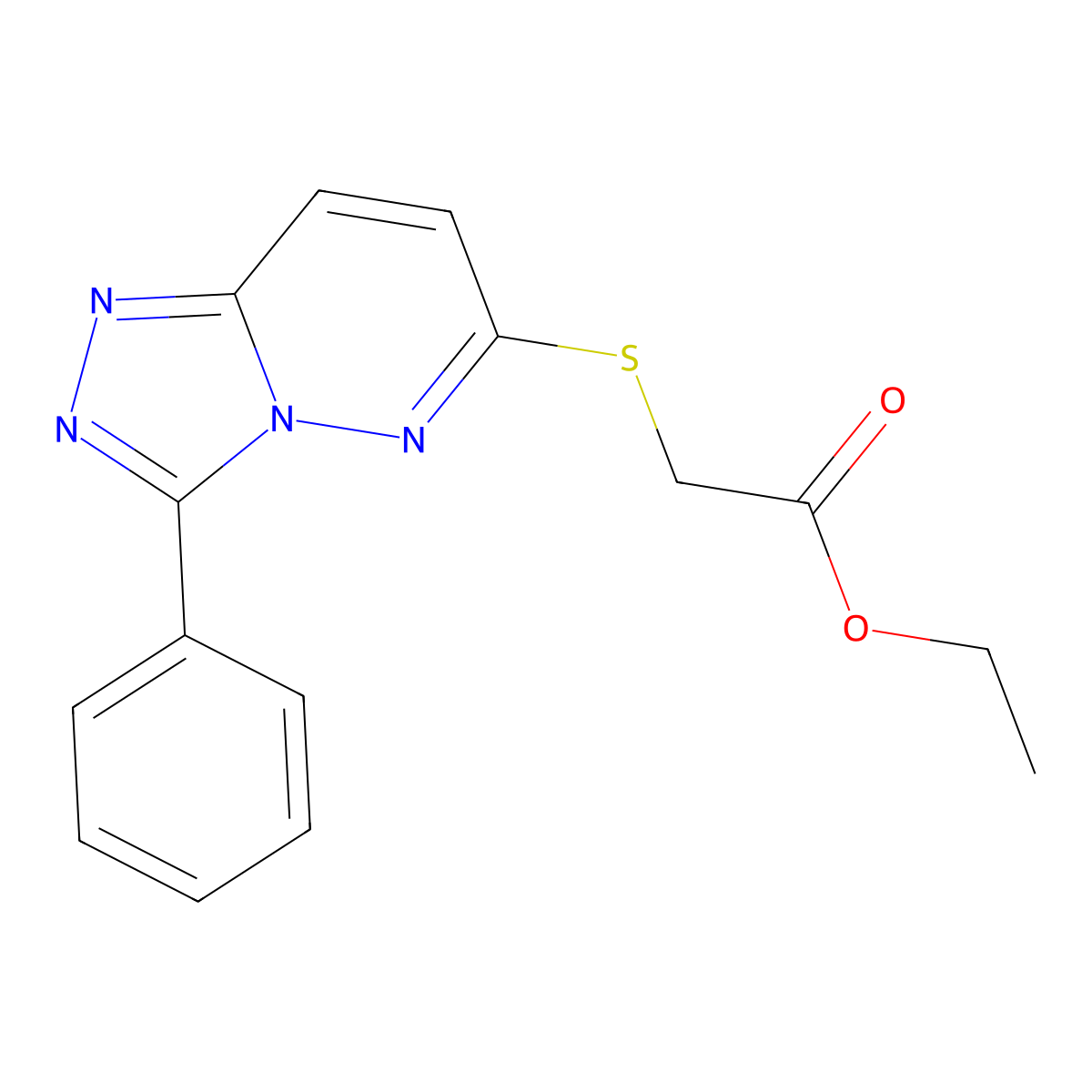 Ethyl 2-((3-phenyl-[1,2,4]triazolo[4,3-b]pyridazin-6-yl)thio)acetate molecular structure, CAS 289661-57-0
