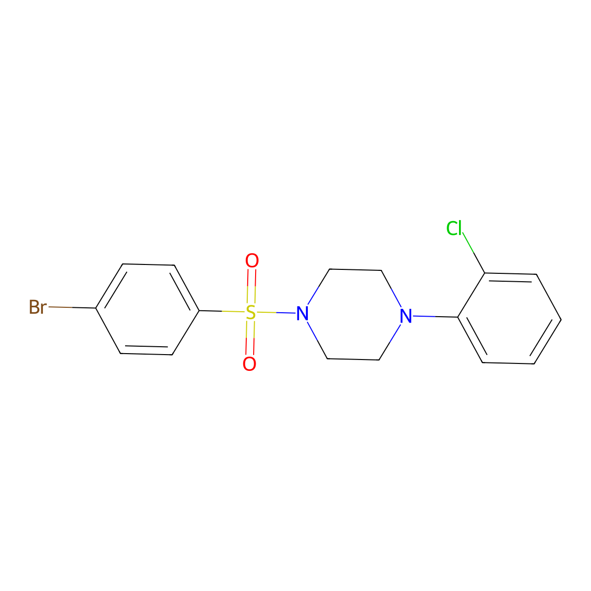 1-(4-Bromobenzenesulfonyl)-4-(2-chlorophenyl)piperazine molecular structure, CAS 289661-66-1