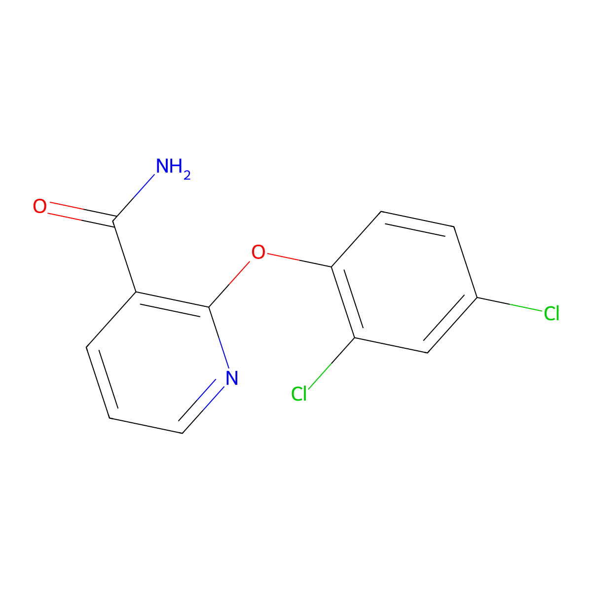 2-(2,4-Dichlorophenoxy)-3-pyridinecarboxamide molecular structure, CAS 289662-07-3
