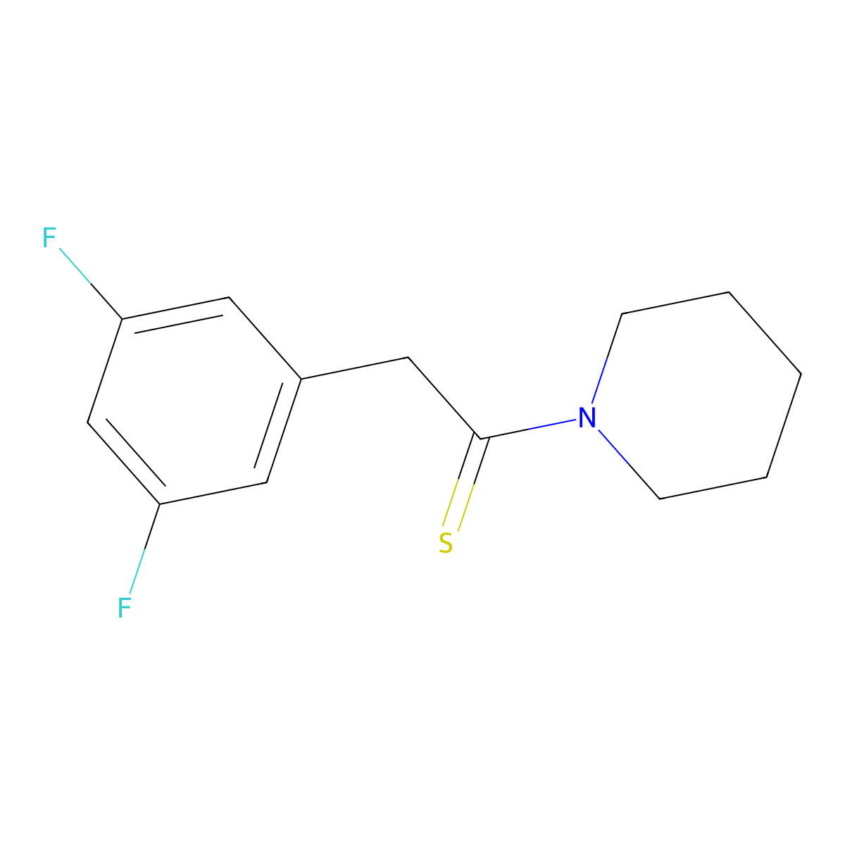 3',5'-Difluorobenzene acetyl piperidine thioamide molecular structure, CAS 289677-12-9