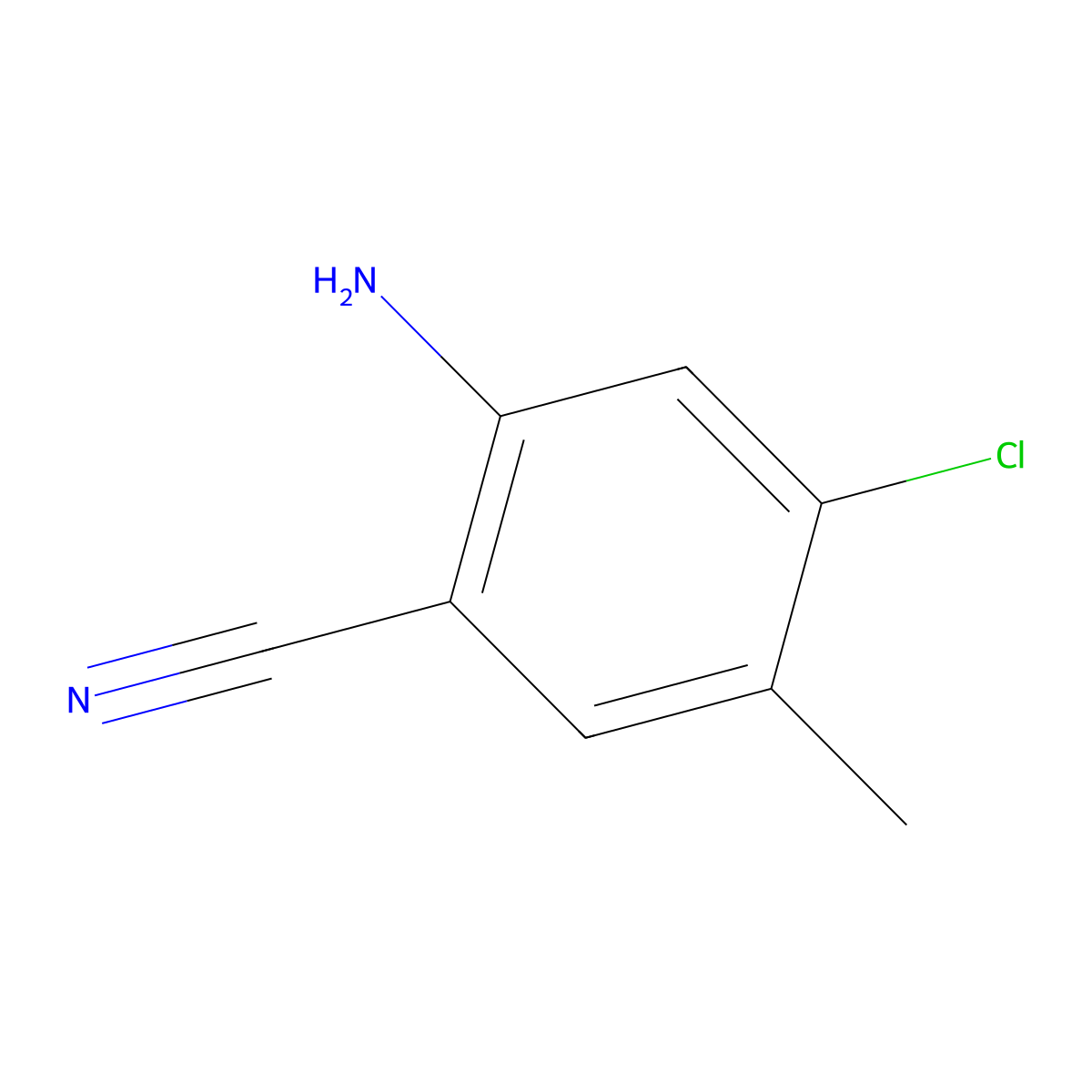 2-Amino-4-chloro-5-methylbenzonitrile molecular structure, CAS 289686-80-2