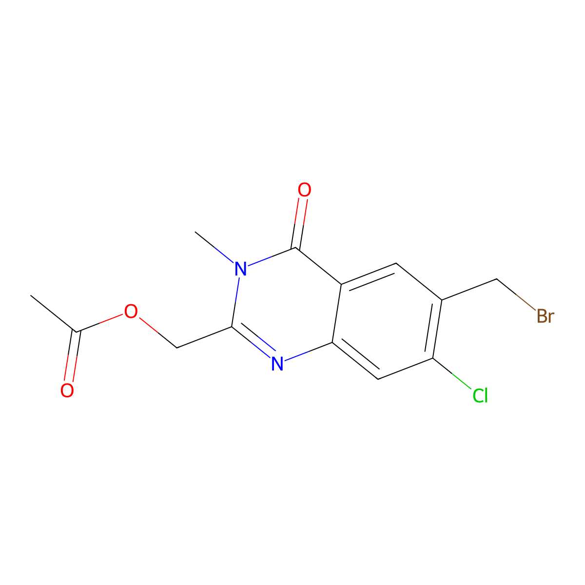 (6-(Bromomethyl)-7-chloro-3-methyl-4-oxo-3,4-dihydroquinazolin-2-yl)methyl acetate molecular structure, CAS 289686-86-8