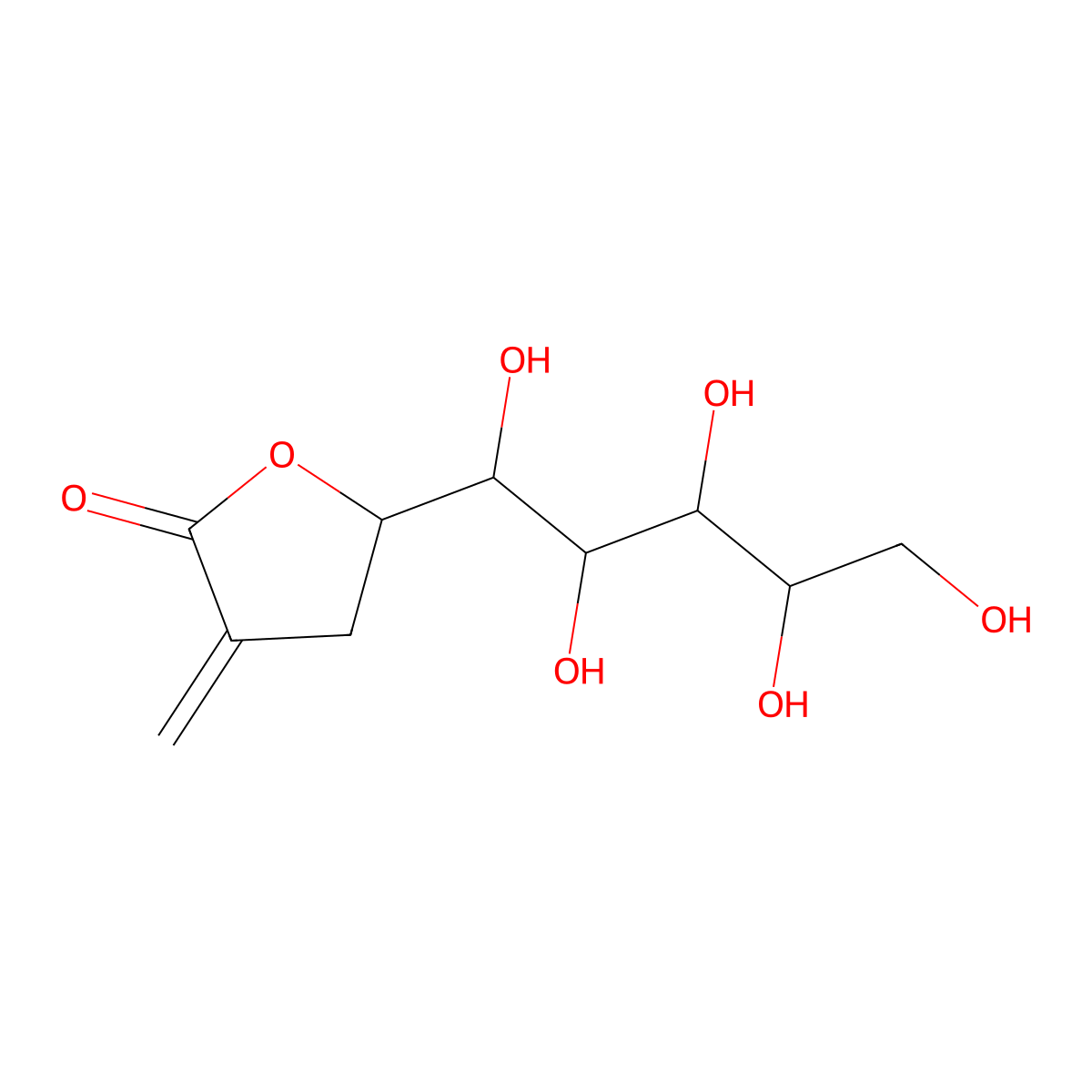 (5S)-3-methylidene-5-[(1S,2S,3R,4R)-1,2,3,4,5-pentahydroxypentyl]oxolan-2-one molecular structure, CAS 289697-66-1