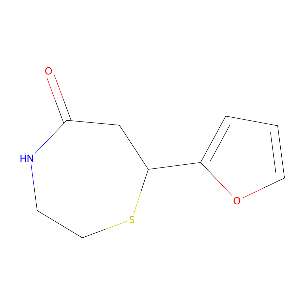 7-(2-Furyl)-1,4-thiazepan-5-one molecular structure, CAS 2897-08-7