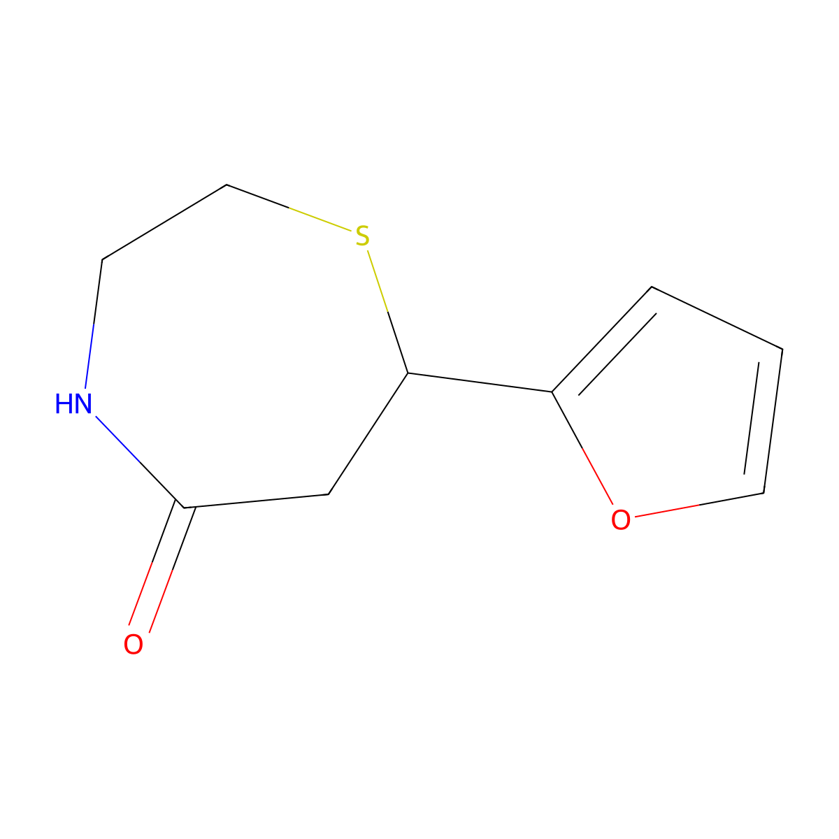 7-(2-Furyl)-1,4-thiazepan-5-one molecular structure, CAS 2897-08-7