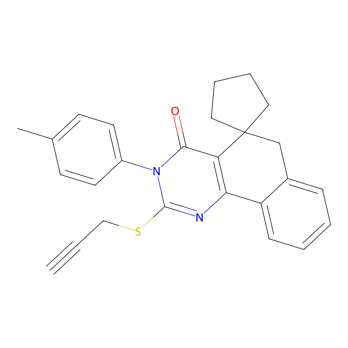 3-(4-methylphenyl)-2-prop-2-ynylsulfanylspiro[6H-benzo[h]quinazoline-5,1'-cyclopentane]-4-one molecular structure, CAS 289711-69-9